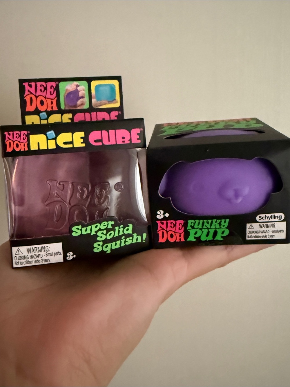 NeeDoh Funky Pup & Nice Cube Purple Kids Squish Toy Set